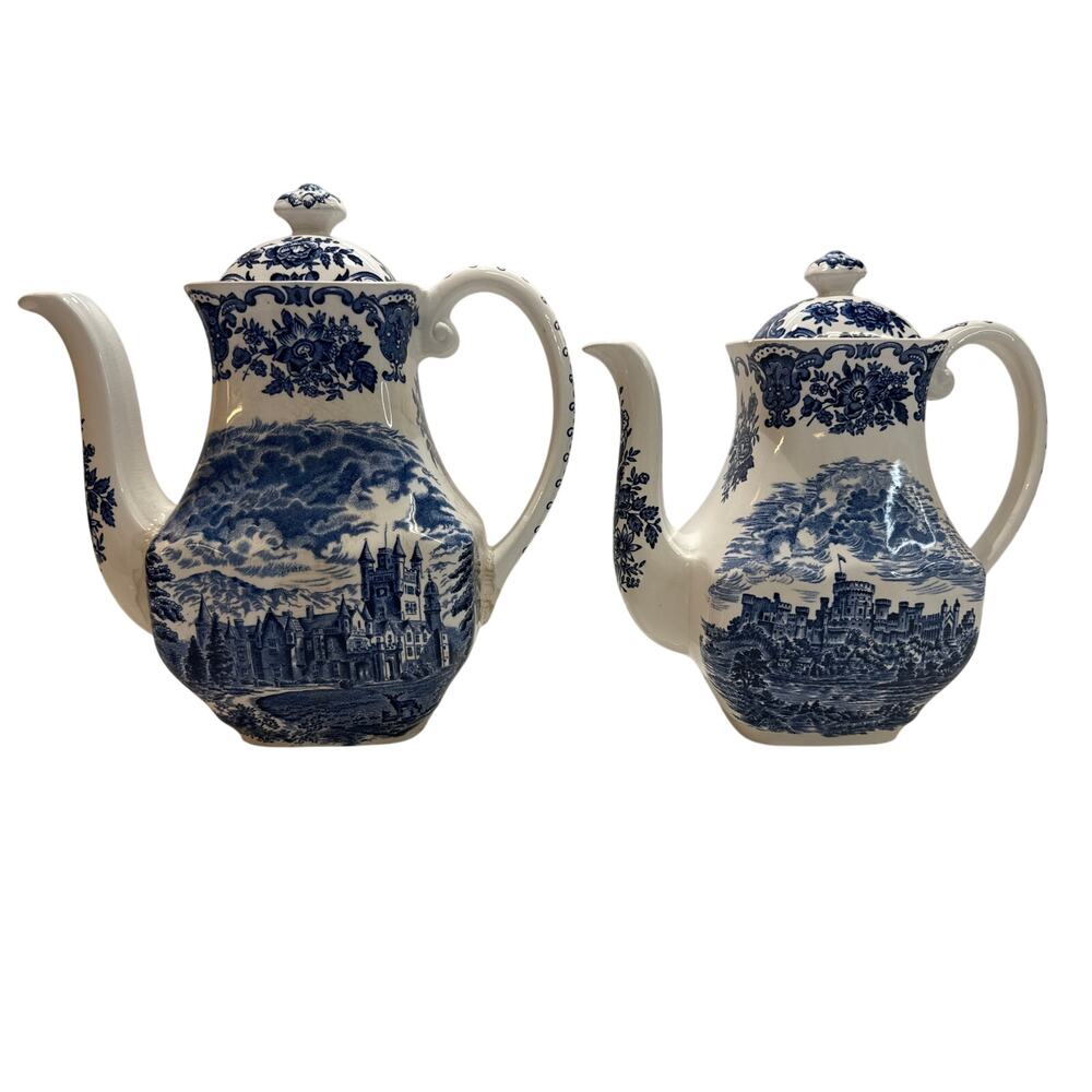 ENOCH WEDGWOOD (Tunstall) ROYAL HOMES OF BRITAIN coffee pots.